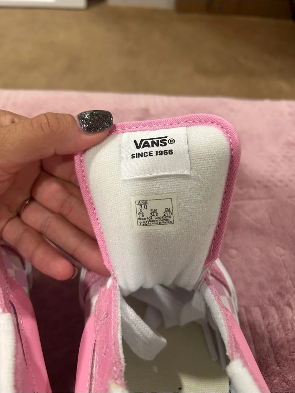 Vans Kids Pink & White Checkerboard High-Top Sneakers
